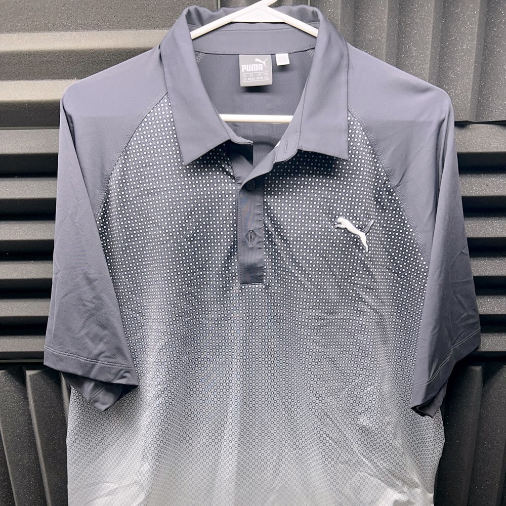 Puma Golf Polo Shirt XL Dry Cell Gray / White
